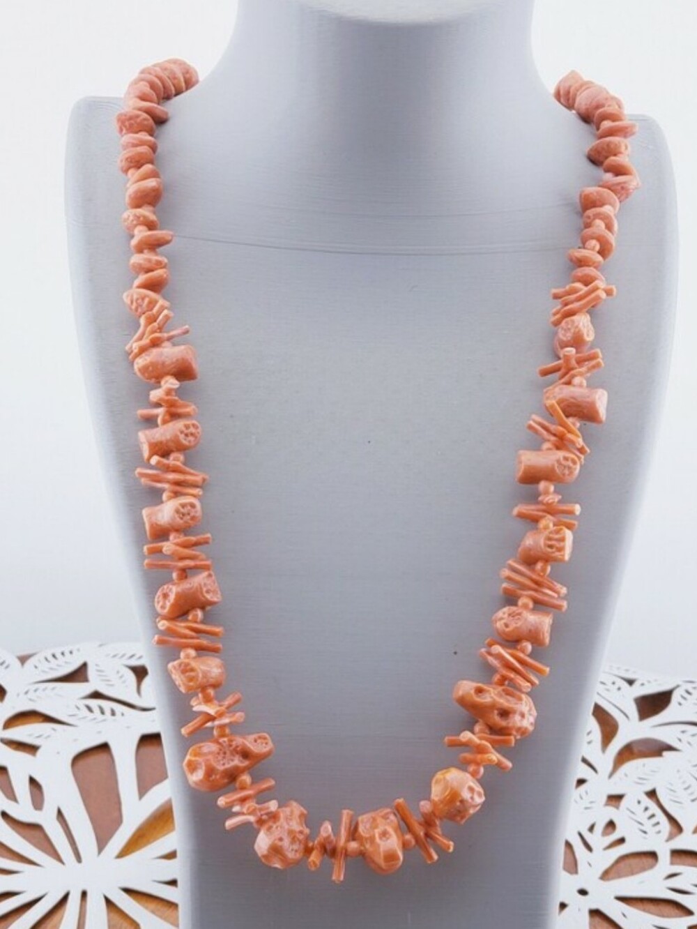Vintage Angel Skin Coral Branch Necklace